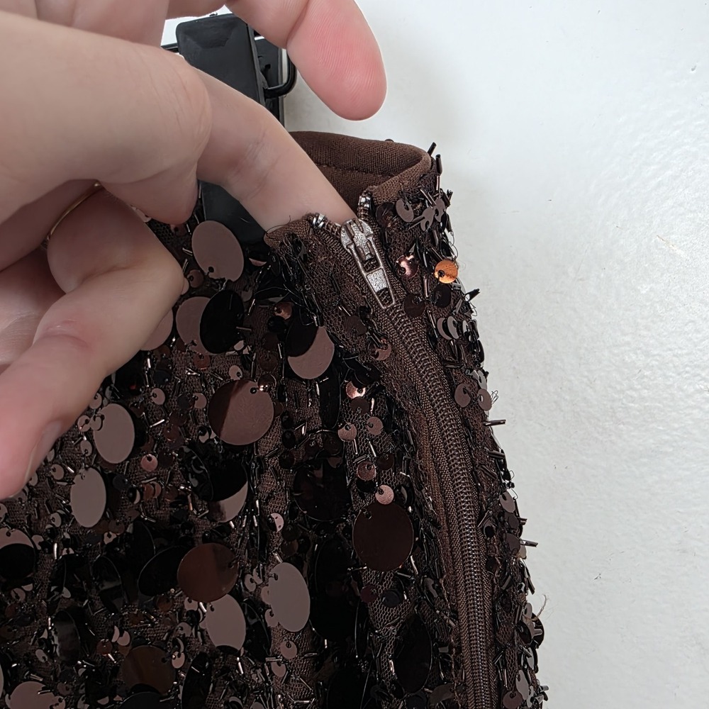 Fashion Nova Brown Party Glam Event Sparkle Sundown Soiree Sequin Maxi Skirt L - Picture 4 of 8